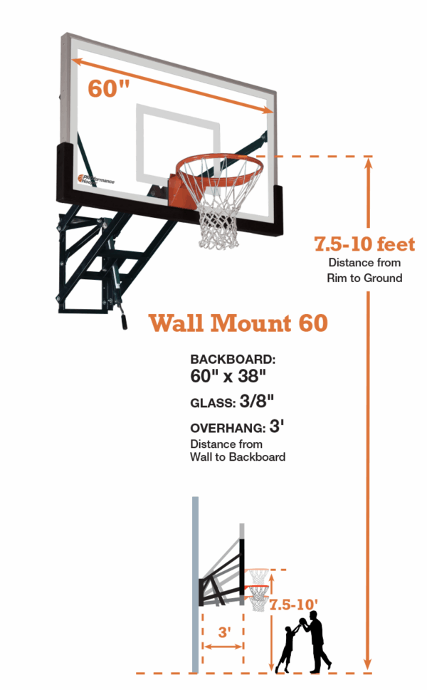 PROformance Hoops WM60 Wall-Mount Adjustable Basketball Hoop